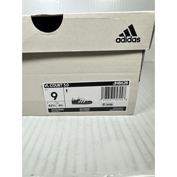 Size 9 Mens ADIDAS VL COURT 3.0 Core Black White Skateboard Shoes JH8628 NEW - Picture 10 of 10